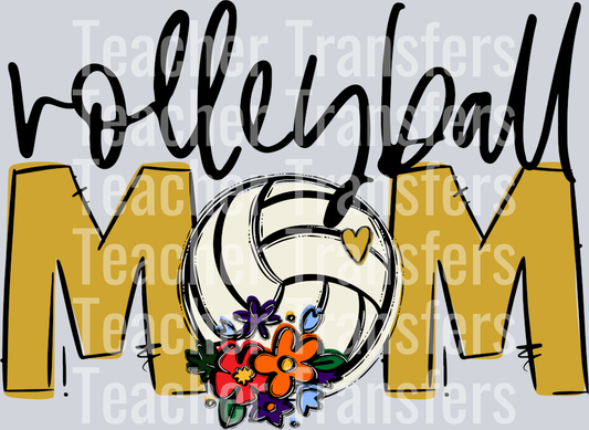 Volleyball Mom Vegas Gold Flowers