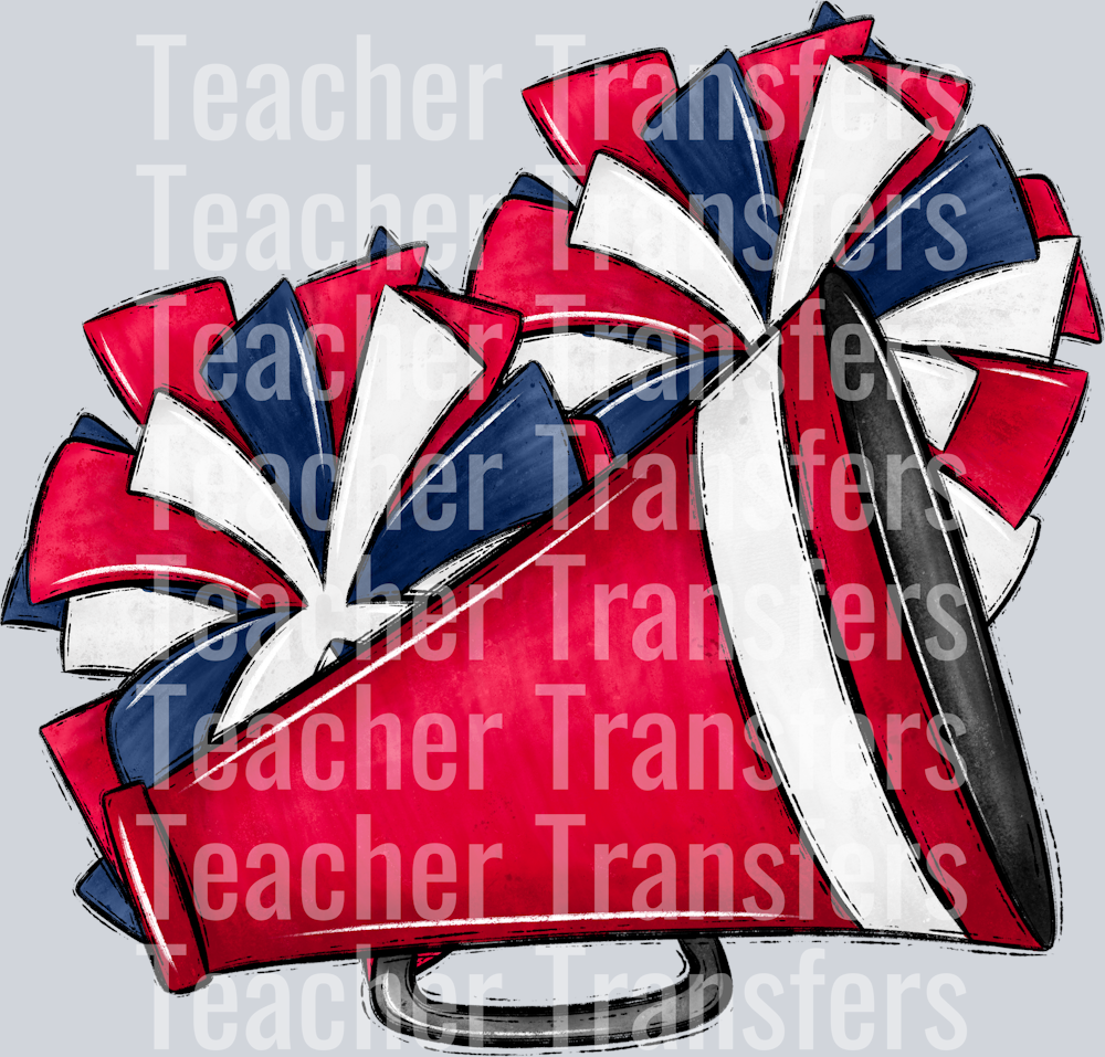 Cheer Poms and Megaphones Red and Navy