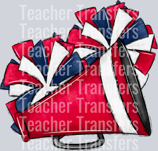 Cheer Poms and Megaphones Red and Navy