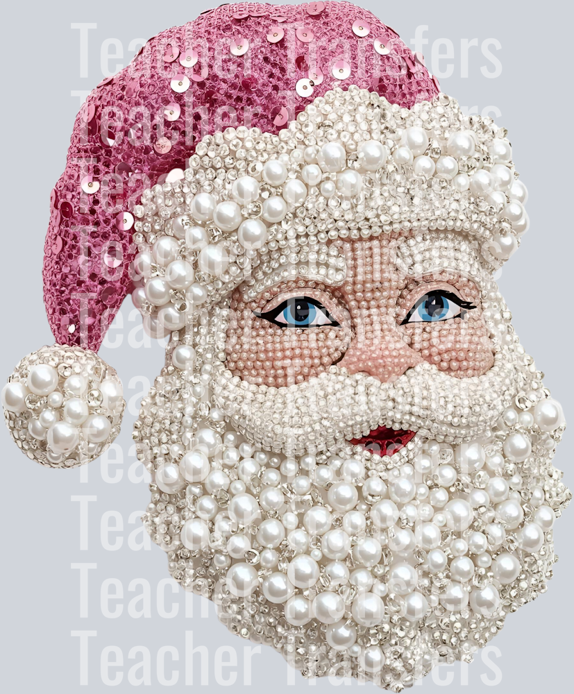 SANTA PINK HAT FAUX PEARLS