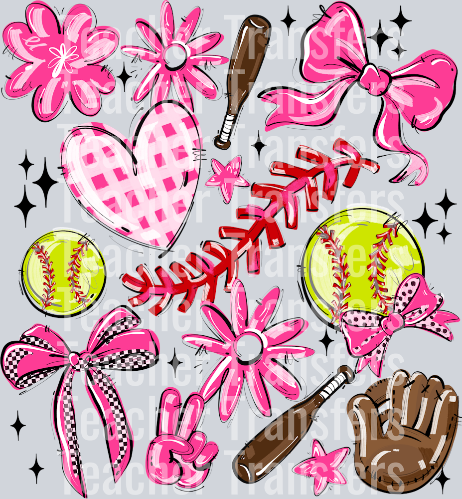 PINK PLAY BALL COLLAGE SOFTBALL