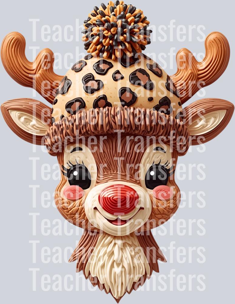 REINDEER LEOPARD HAT FAUX DETAIL