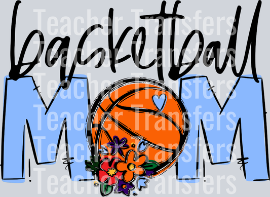 Basketball Mom Columbia blue Flowers