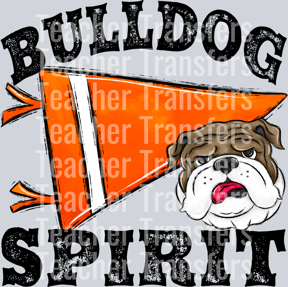 Pennant Mascots Bulldog Spirit Orange