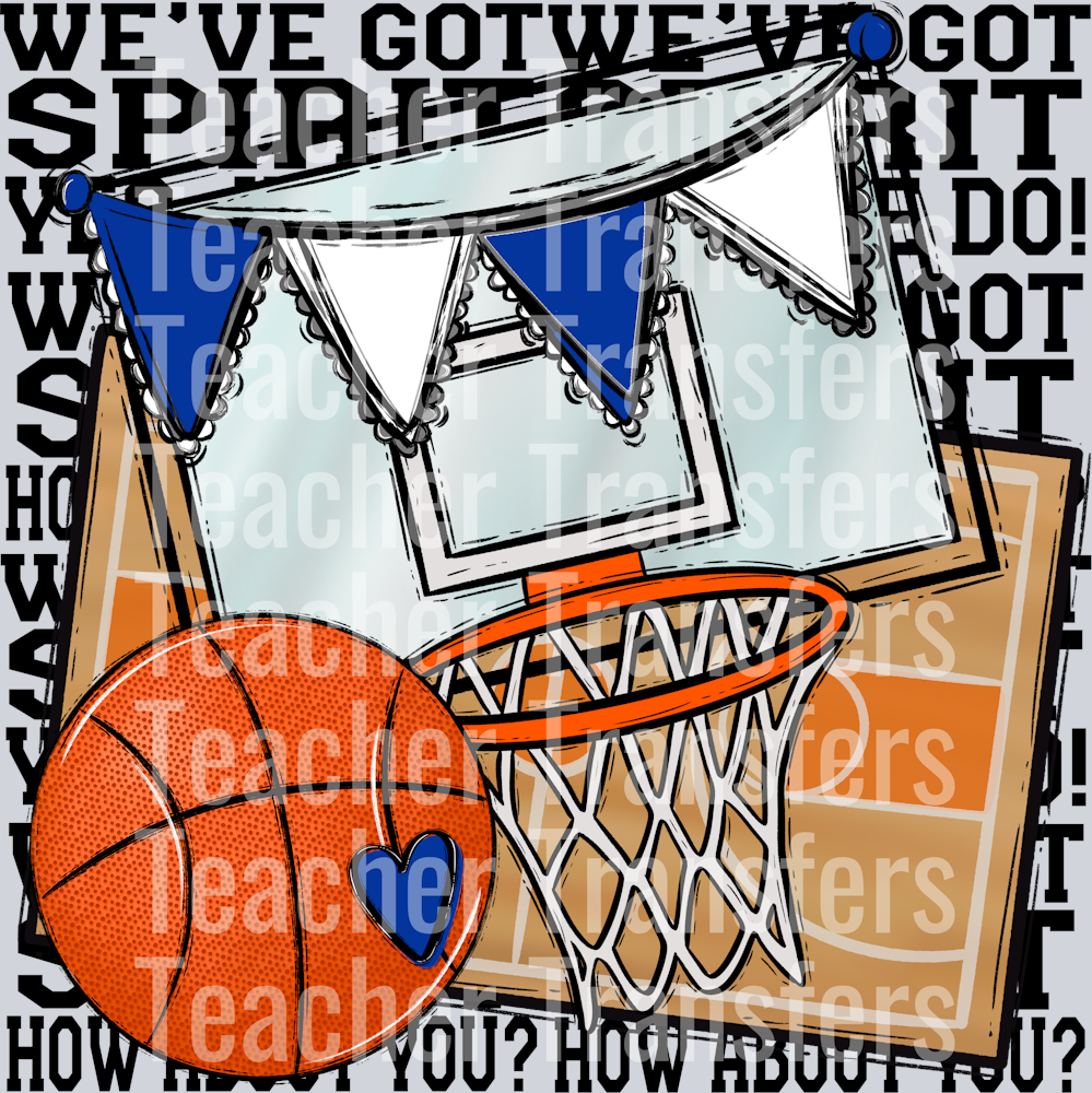 We_ve Got Spirit BASKETBALL BLACK PRINT ROYAL BLUE
