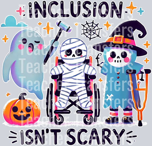 Womens Inclusion Isn_t Scary Special Education Sped Teacher V-Neck T-Shirt