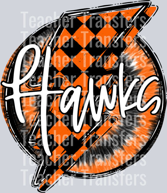 Doodle Bolt and Tie Dye Hawks Orange Check