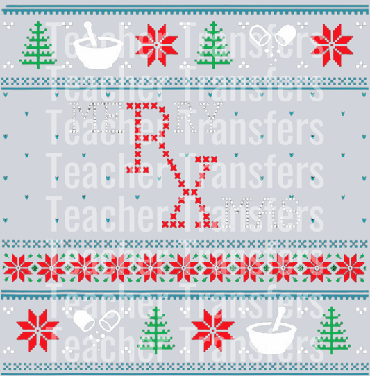Merry Xmas Pharmacist Ugly Christmas Sweater Pharmacy Tech T-Shirt (1)