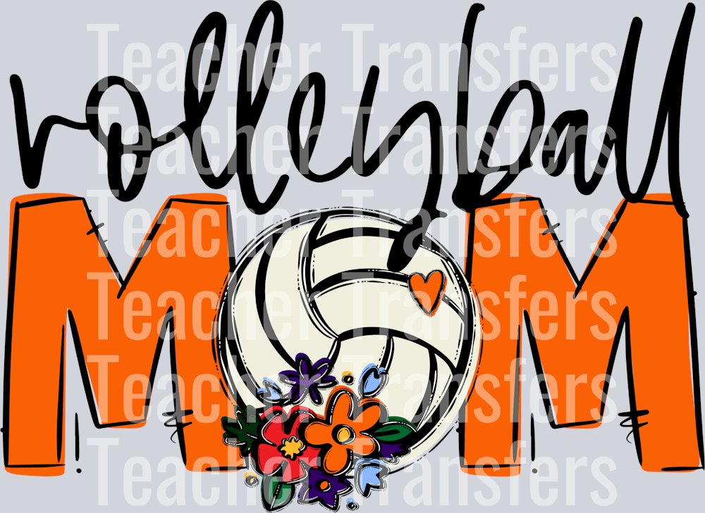 Volleyball Mom Orange Flowers