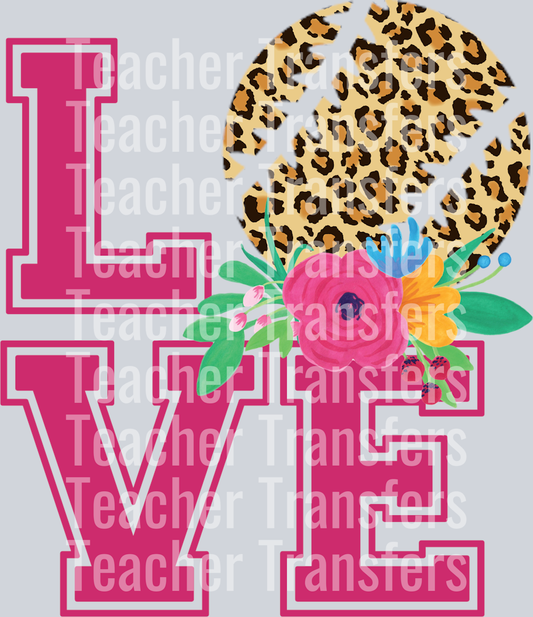 love base softball leopard flower