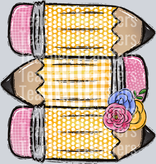 Stacked Pencils with Flowers