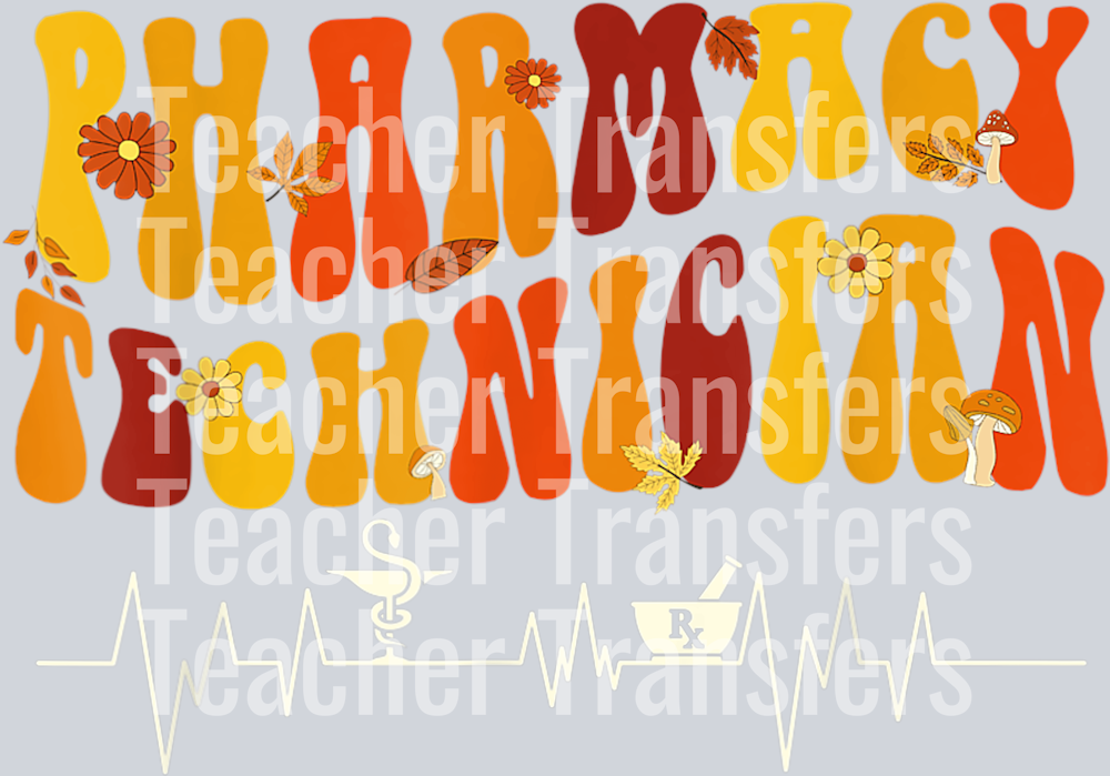 Groovy Retro Pharmacy Technician Fall Autumn Thanksgiving T-Shirt