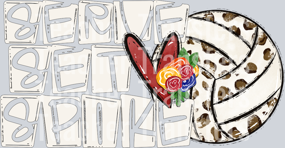 Serve Set Spike Volleyball CREAM LETTERS