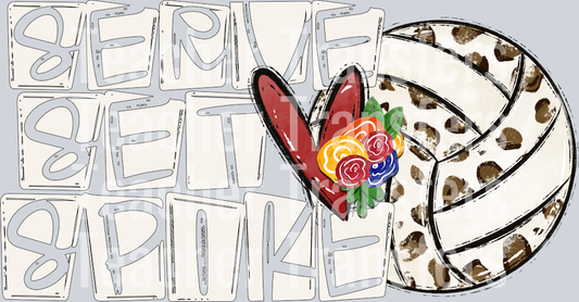 Serve Set Spike Volleyball CREAM LETTERS