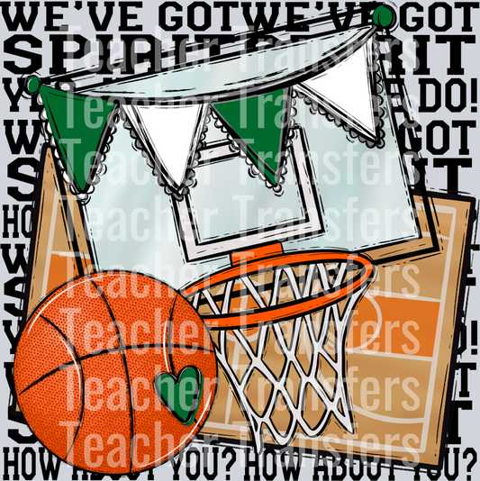 We_ve Got Spirit BASKETBALL BLACK PRINT KELLY GREEN