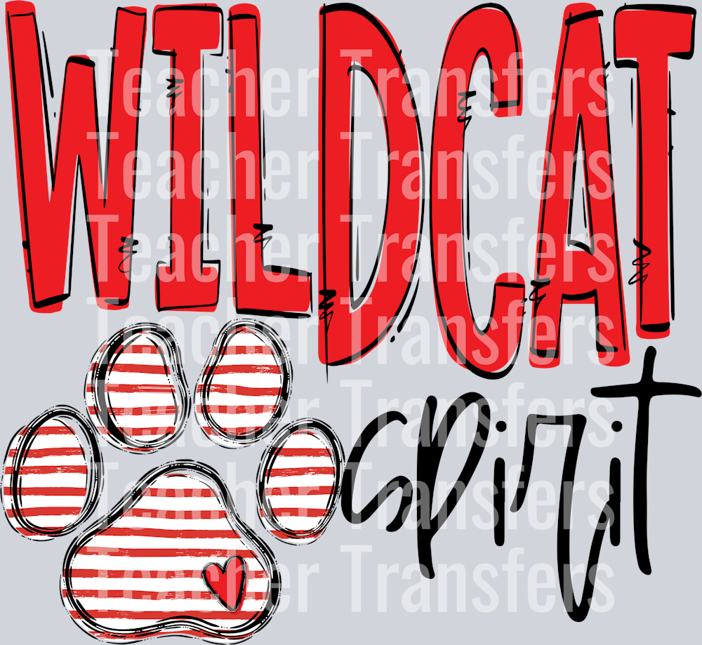 Team Go Spirit WILDCAT Paw Print Red Stripe RED