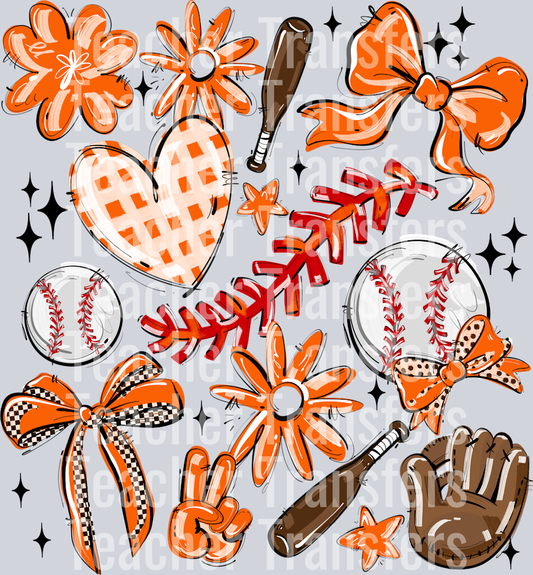 ORANGE PLAY BALL COLLAGE BASEBALL