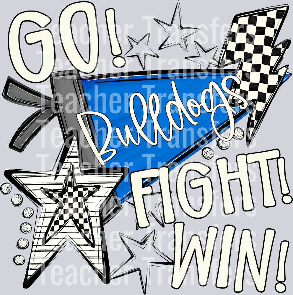 GO FIGHT WIN PENNANTS BULLDOGS BLUE