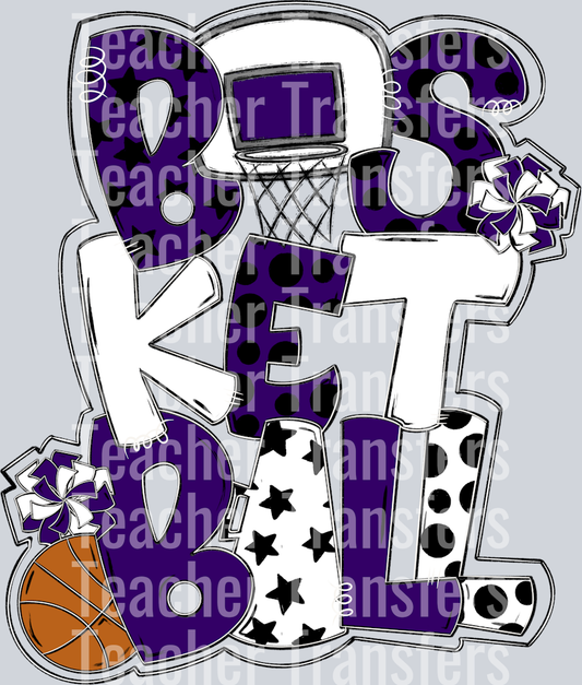 Basketball Word Art Purple White