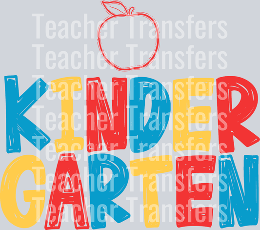 Back to School Apple Grade Level Kindergarten apple two line COLOR