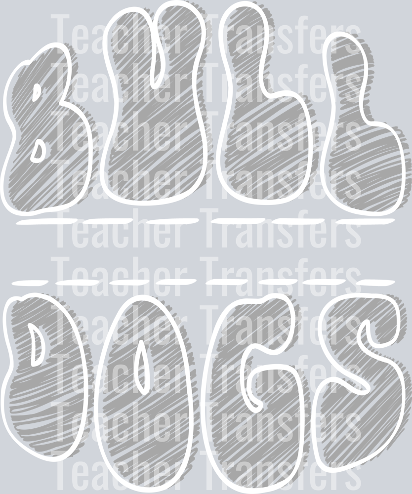 Sketch Mascot Names BULLDOGS GRAY WHITE