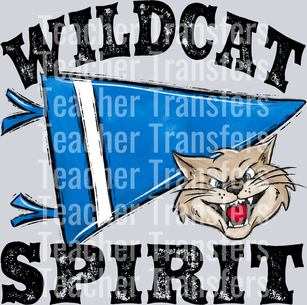 Pennant Mascots WILDCAT Spirit Bright Blue