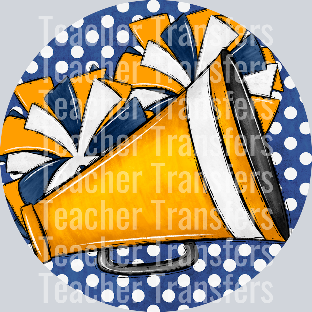 Cheer Pom and Megaphone Navy and Gold