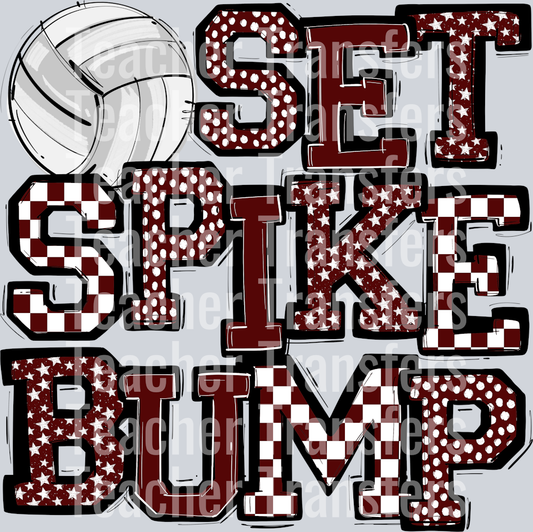 MAROON SET SPIKE BUMP