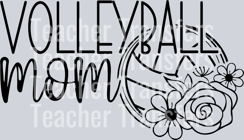 Volleyball Mom Ball with Flower PNG