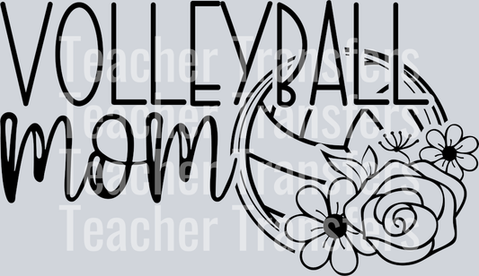 Volleyball Mom Ball with Flower PNG