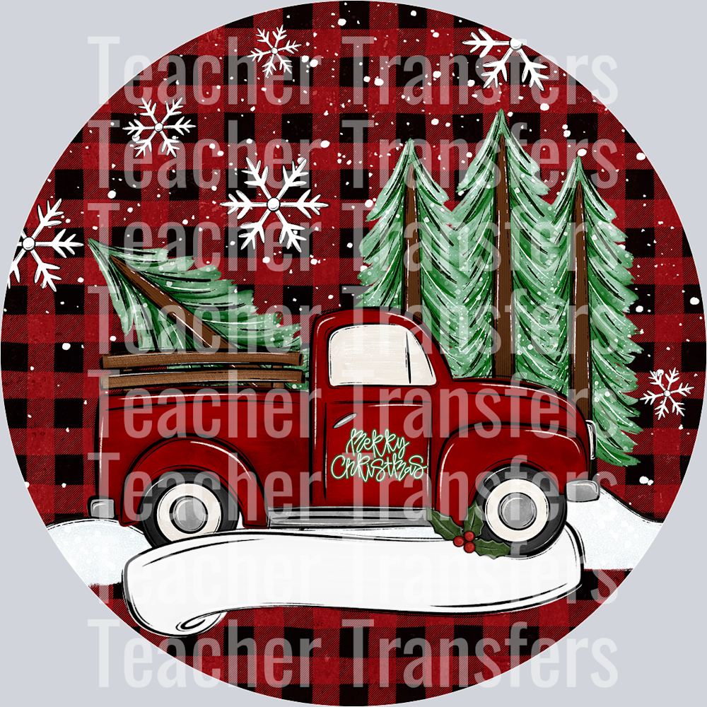 ROUND ORNAMENT RED TRUCK