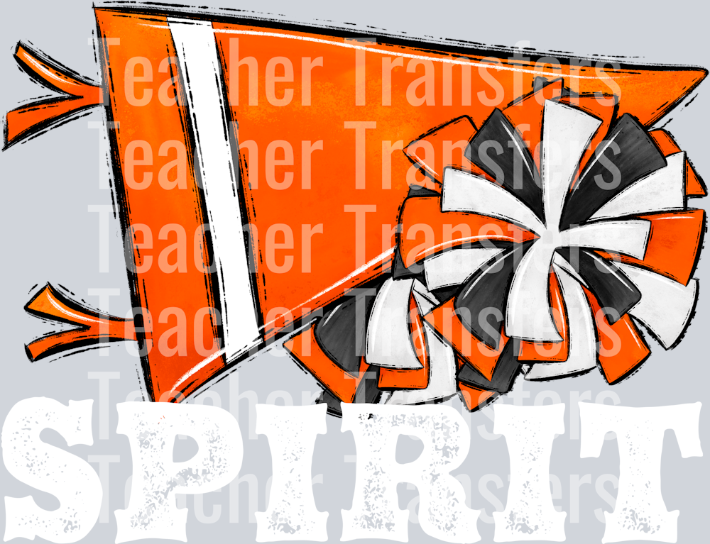 Pennant Mascots BLANK CHEER Spirit Orange WHITE PRINT