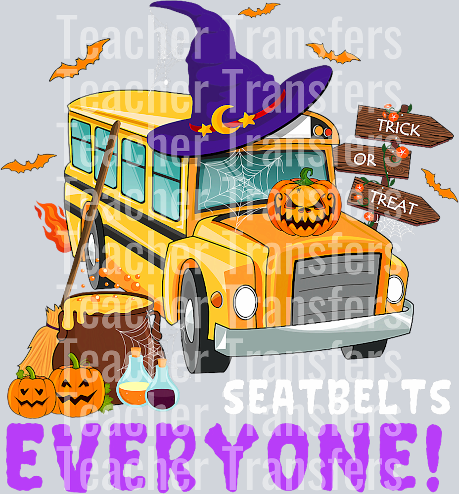 Seatbelts Everyone School Bus Driver Spooky Halloween Party T-Shirt