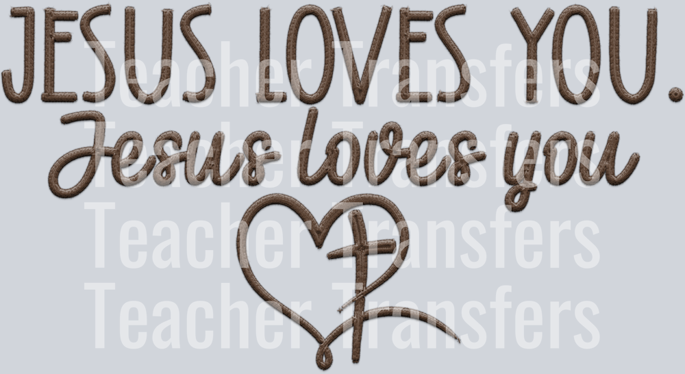 jesus loves you brown faux emb