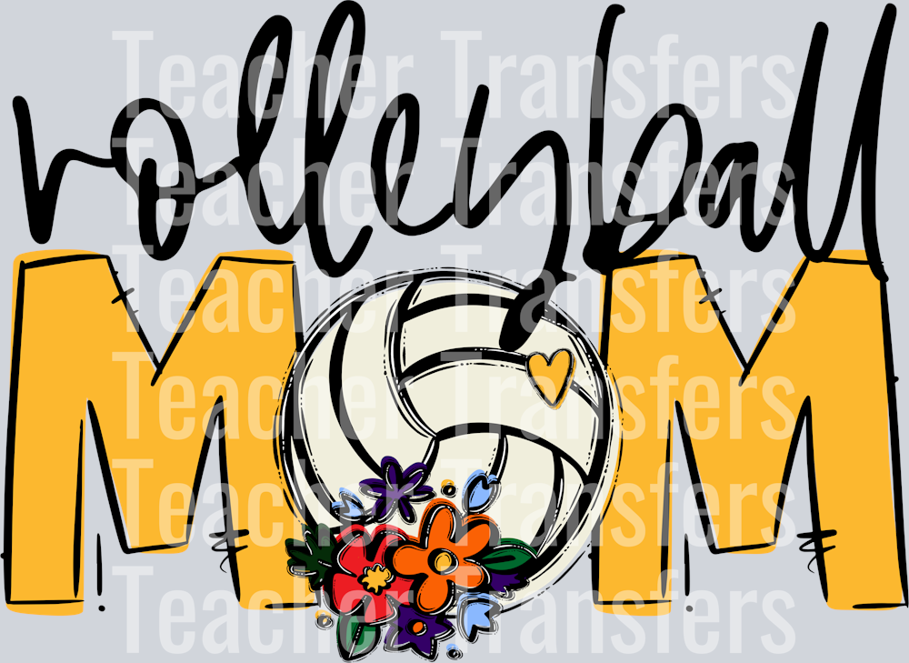 Volleyball Mom Yellow Gold Flowers