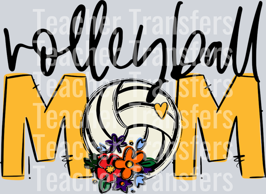 Volleyball Mom Yellow Gold Flowers
