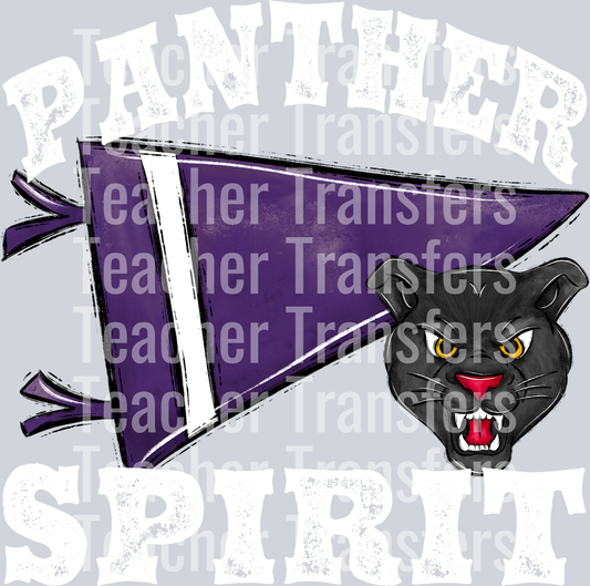 Pennant Mascots PANTHER Spirit Purple WHITE PRINT
