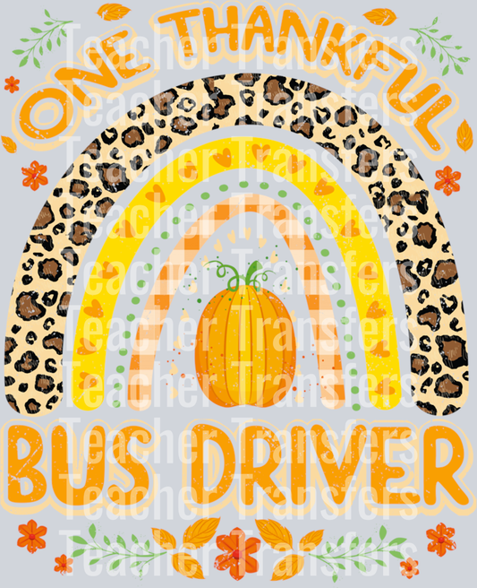 One Thankful Bus Driver Rainbow Thanksgiving Long Sleeve T-Shirt