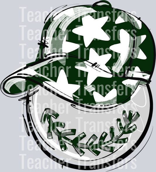 DARK GREEN PLAY BALL HAPPY FACE