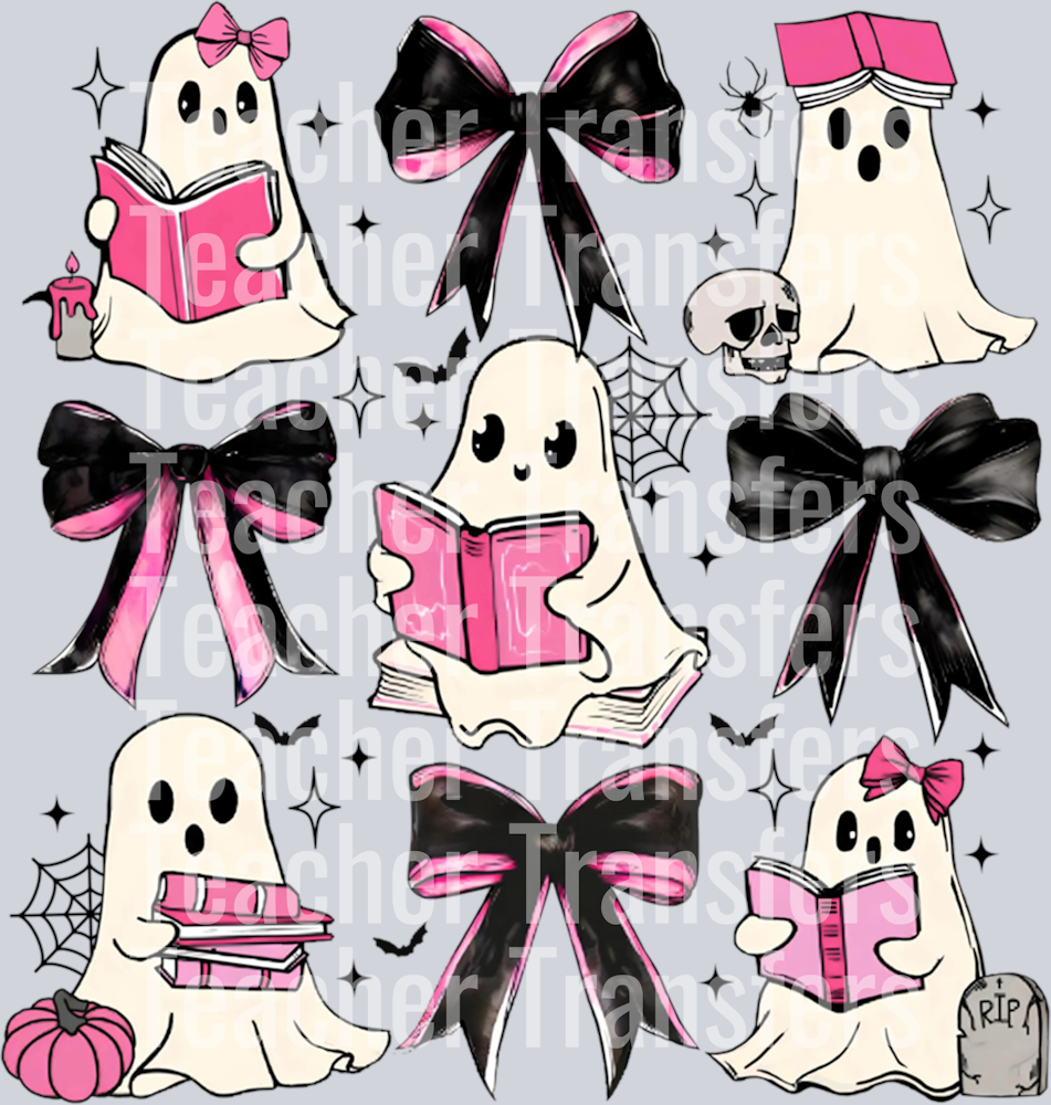 Coquette Bow Trick Or Teach Spooky Teacher Ghost Halloween Long Sleeve T-Shirt