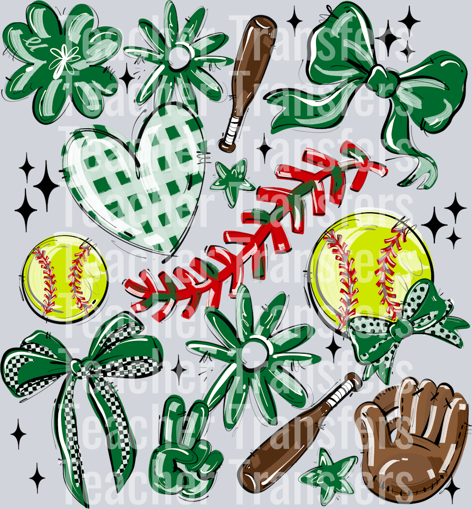 KELLY GREEN PLAY BALL COLLAGE SOFTBALL