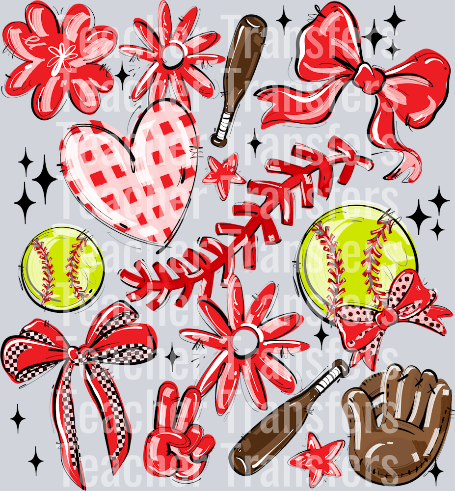 RED PLAY BALL COLLAGE SOFTBALL