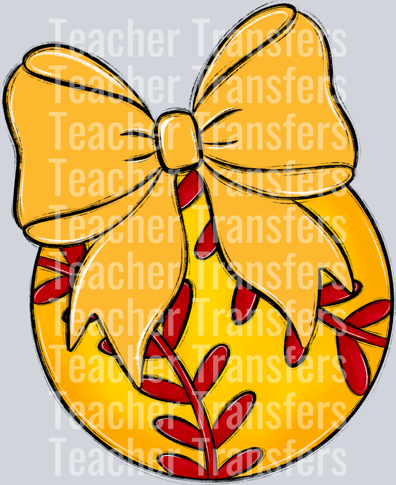 Bows and Balls Softball Yellow Gold