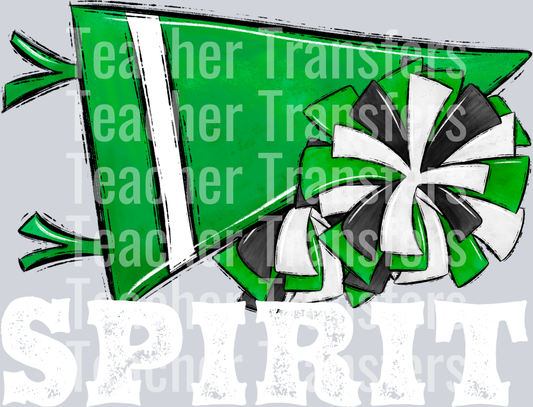 Pennant Mascots BLANK CHEER Spirit Green WHITE PRINT