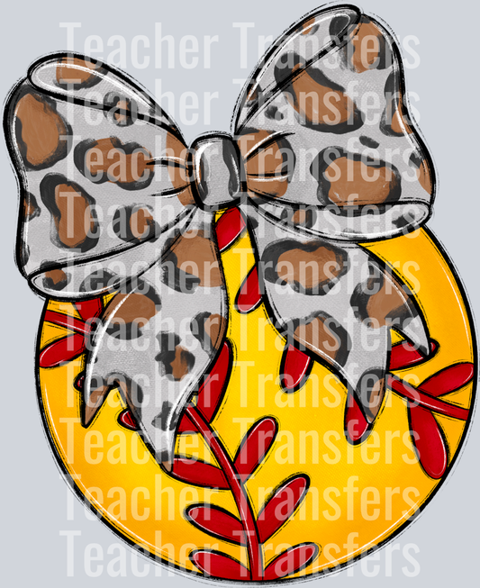 Bows and Balls Softball Leopard