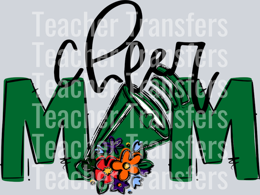 Cheer Mom Kelly Green Flower