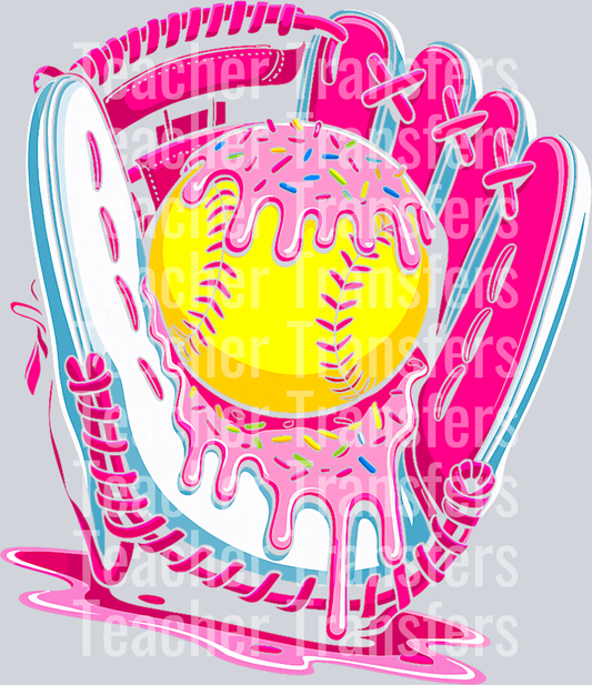 Softball Donut Glove Drip Funny Ice Cream Sprinkles Lover T-Shirt