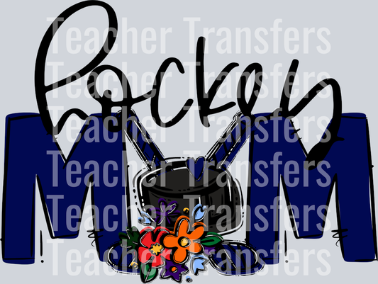 Hockey Mom Navy blue Flower