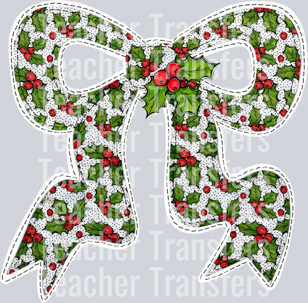QUILTED BOW CHRISTMAS HOLLY