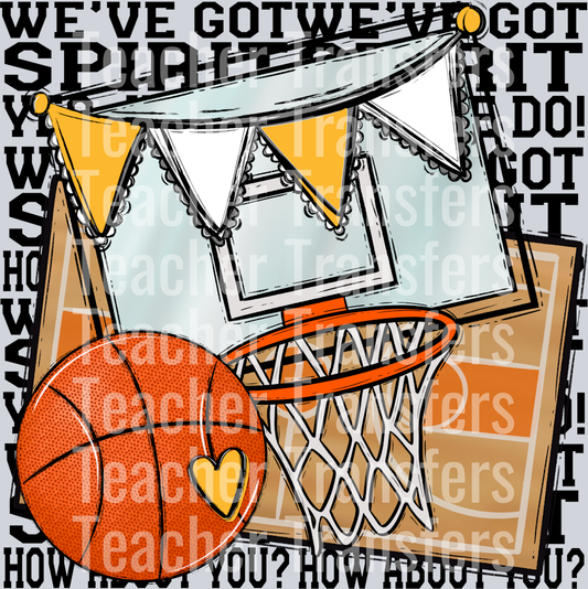 We_ve Got Spirit BASKETBALL BLACK PRINT YELLOW GOLD